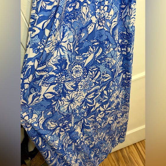 NWT Lilly Pulitzer SERENA V-NECK MAXI Dress Blue Tang Flocking Fabulous - Picture 4 of 11